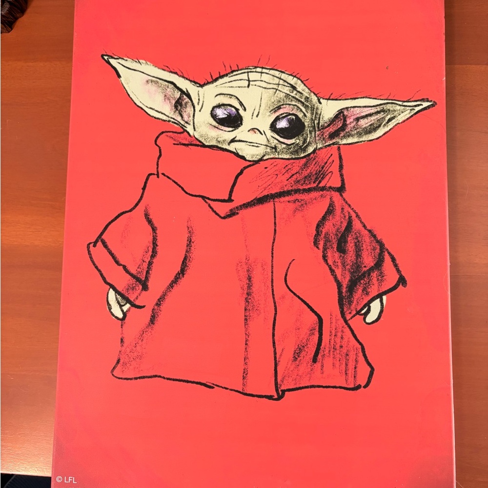 Red Star Wars Mandalorian Grogu Canvas Art